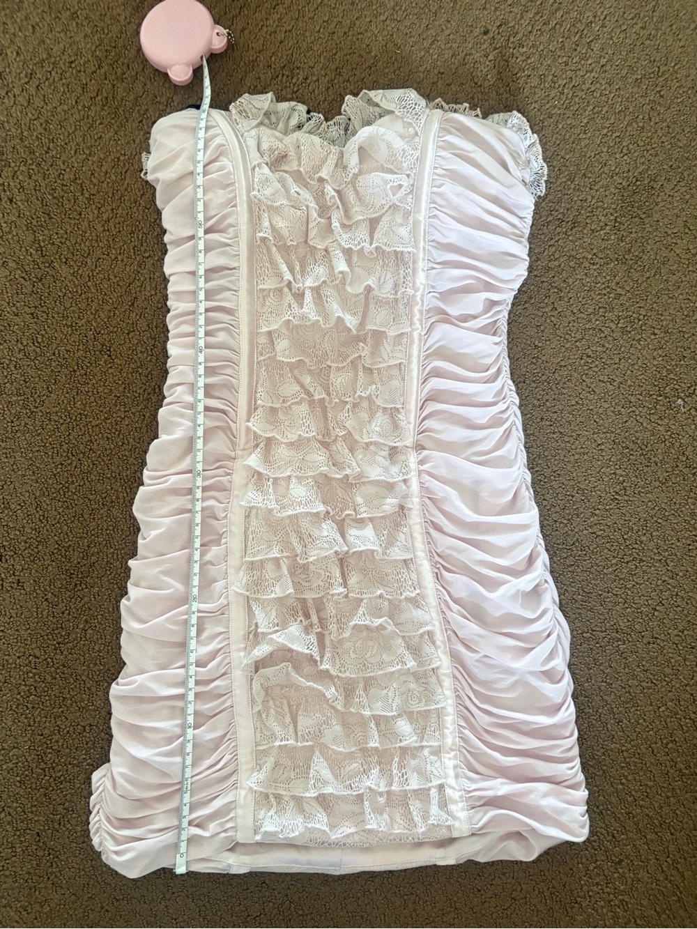 bebe 💞 Pink Satin Lace Dress - Picture 8 of 11